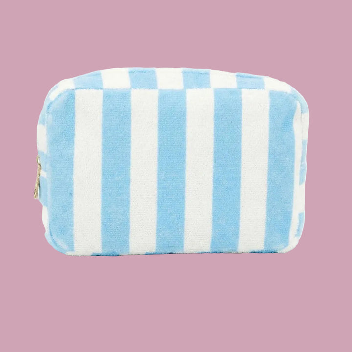 Blue Terry Cloth Cosmetic Bag