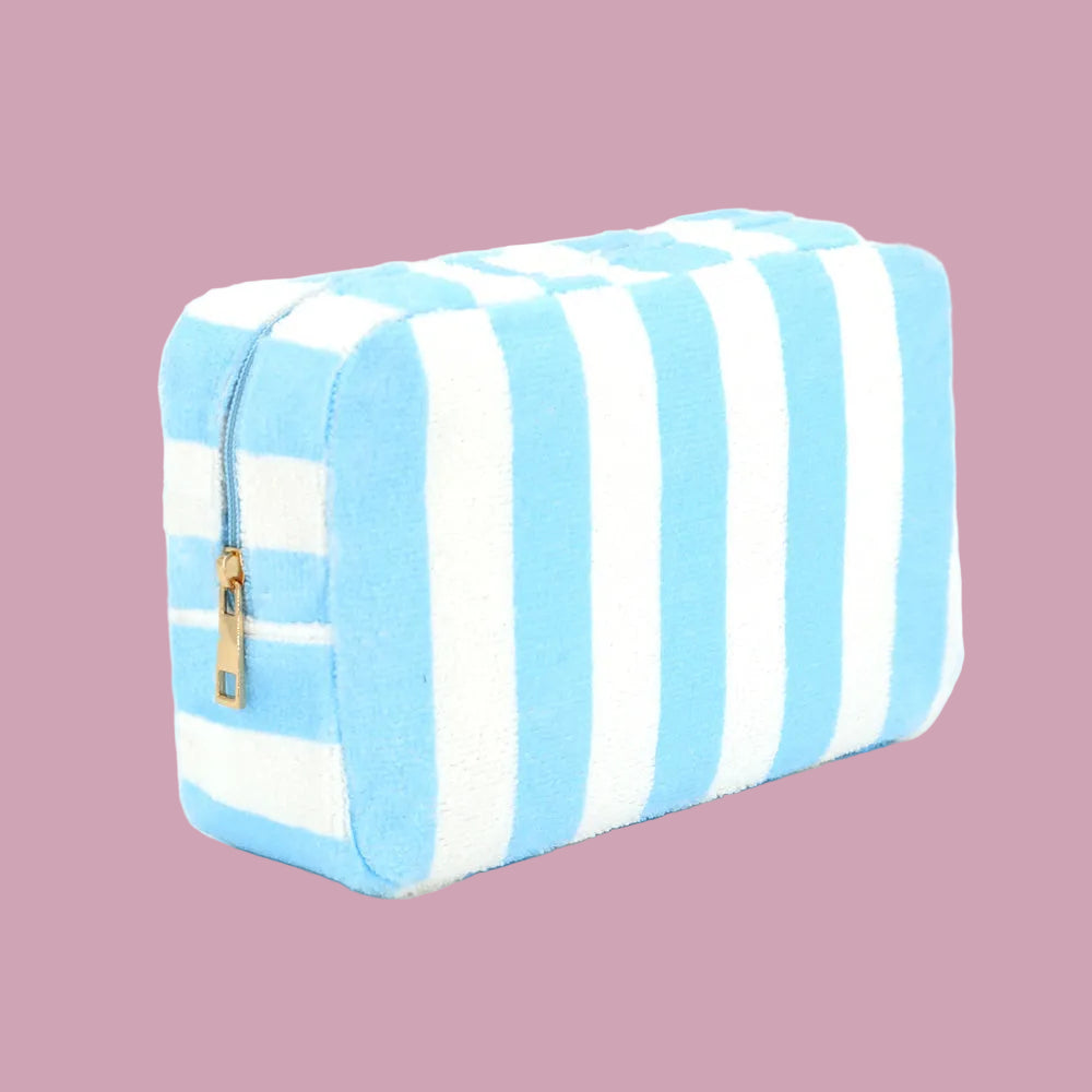 Blue Terry Cloth Cosmetic Bag