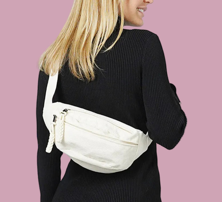 Ivory Corduroy Sling Bag