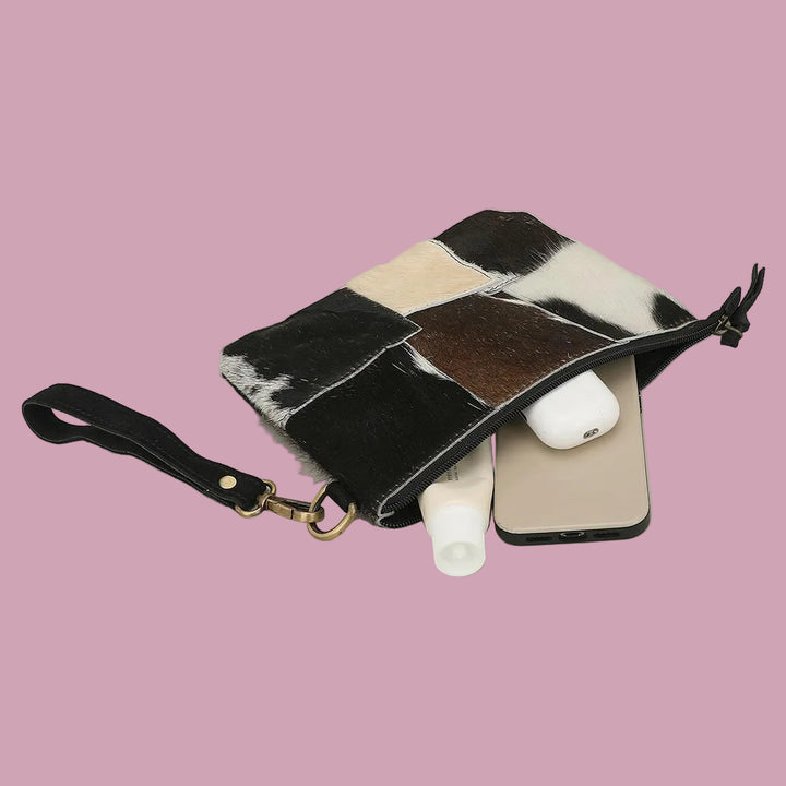 Patchwork Cowhide Clutch