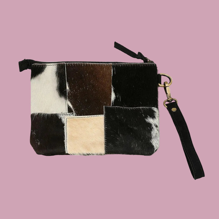 Patchwork Cowhide Clutch