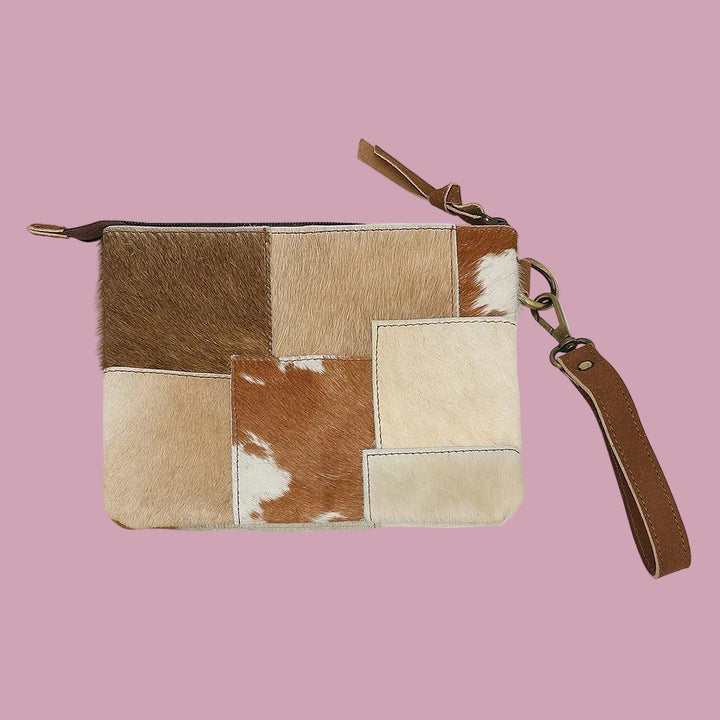 Patchwork Cowhide Clutch