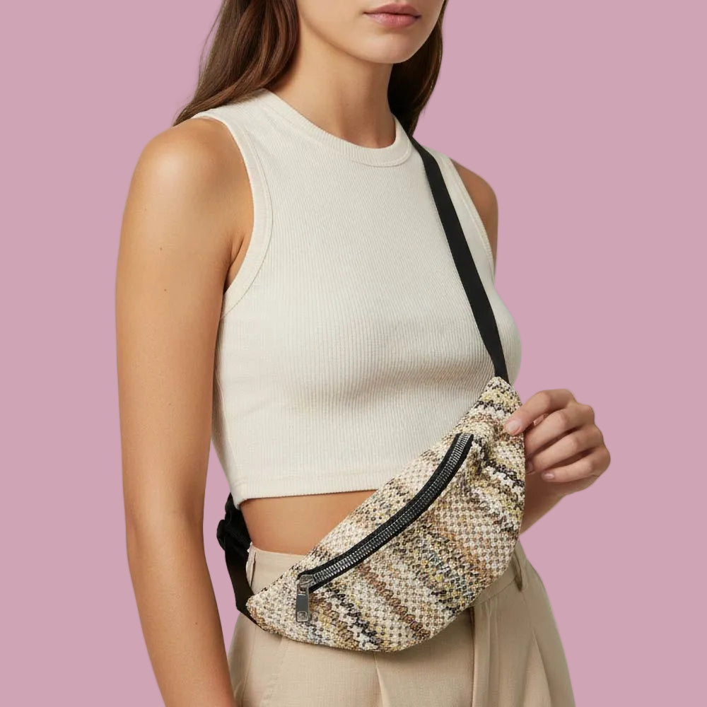 Knitted Tan Belt Bag