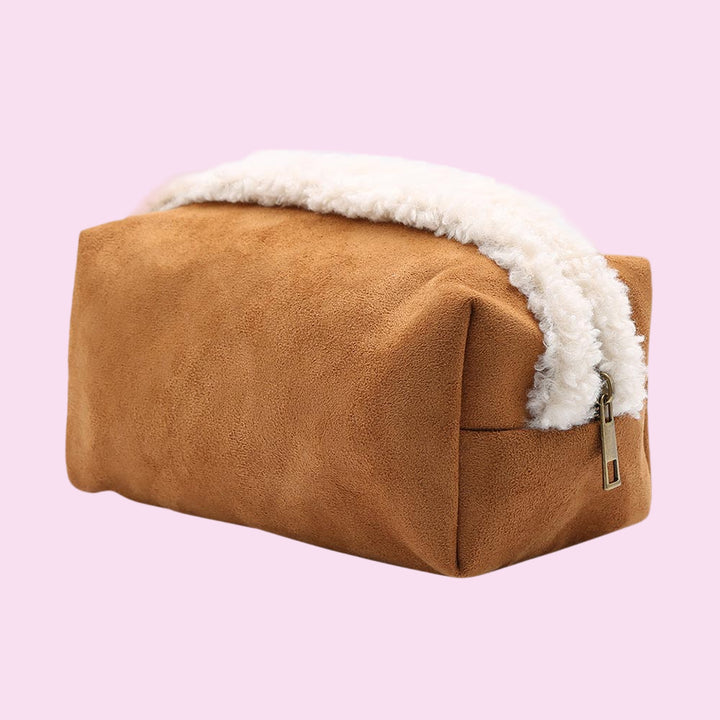 Faux Suede Cosmetic Bag