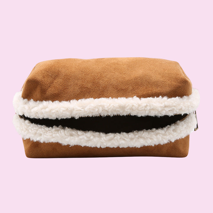 Faux Suede Cosmetic Bag