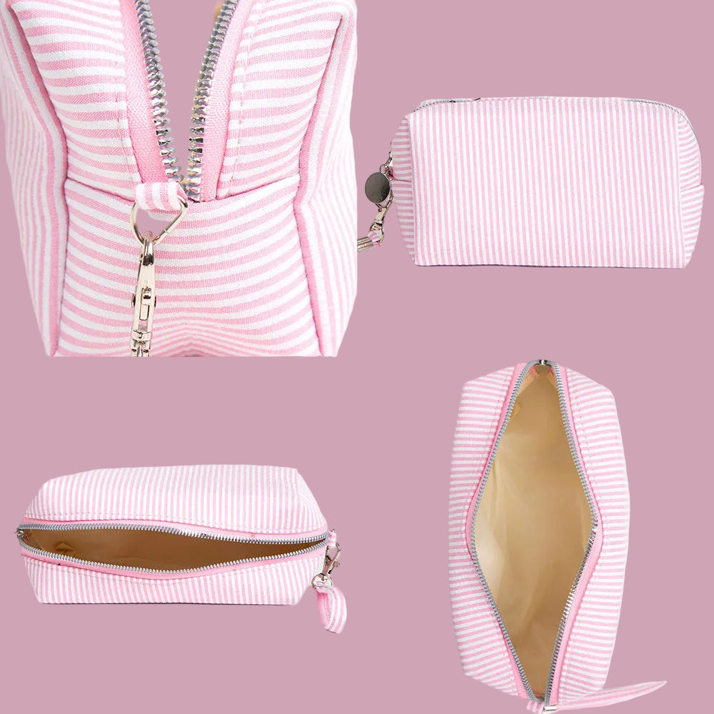 Pink Stripe Cosmetic Bag