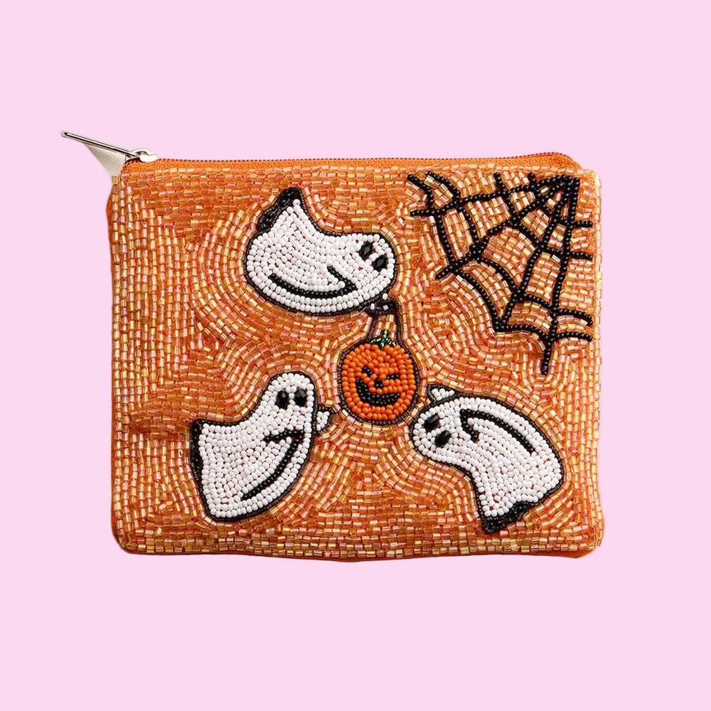 Ghost Beaded Mini Pouch