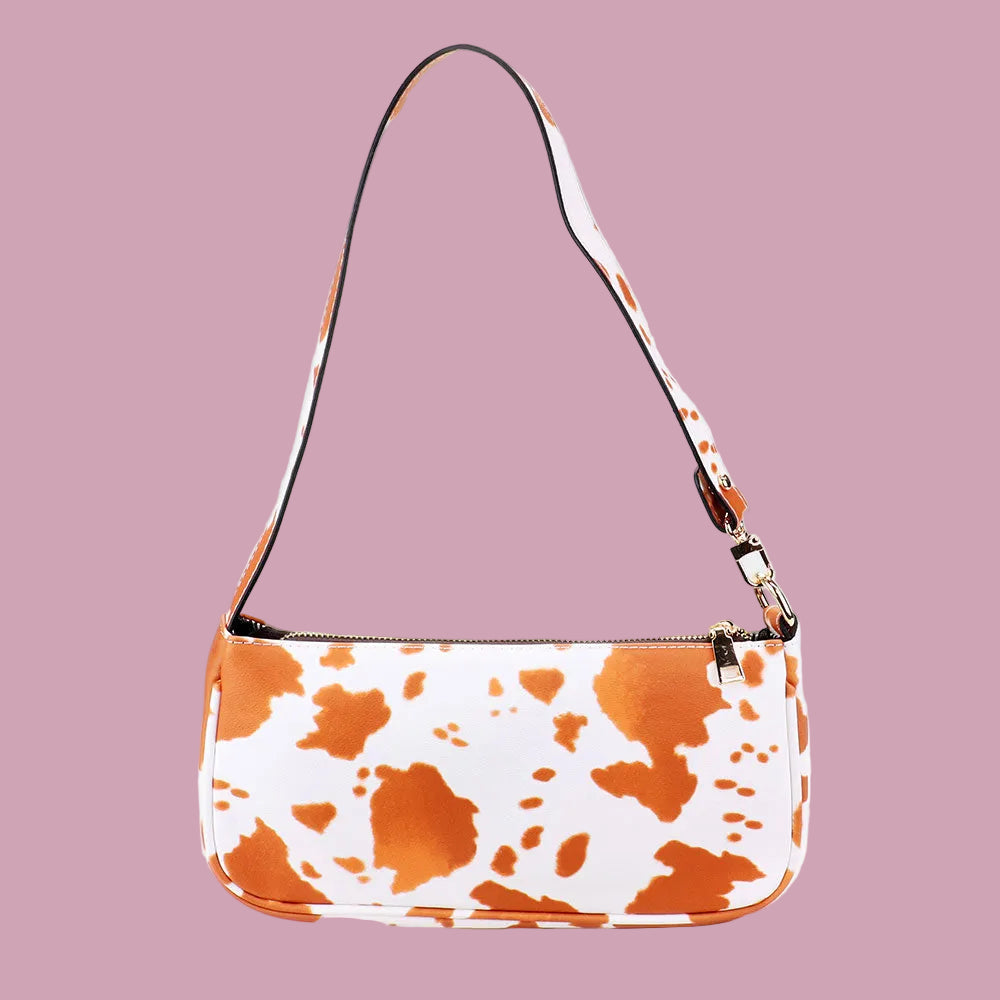 Orange Cowprint Shoulder Bag