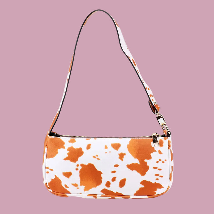 Orange Cowprint Shoulder Bag