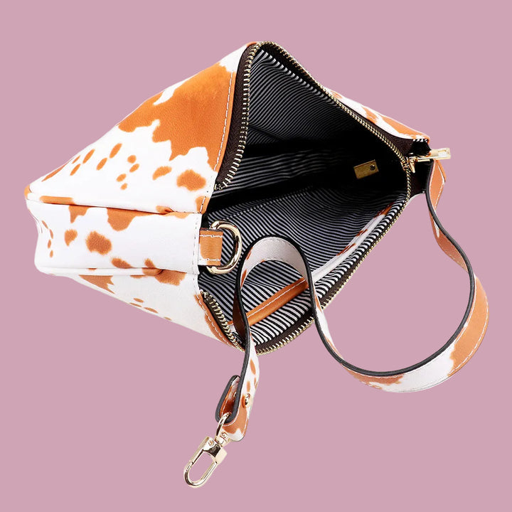 Orange Cowprint Shoulder Bag