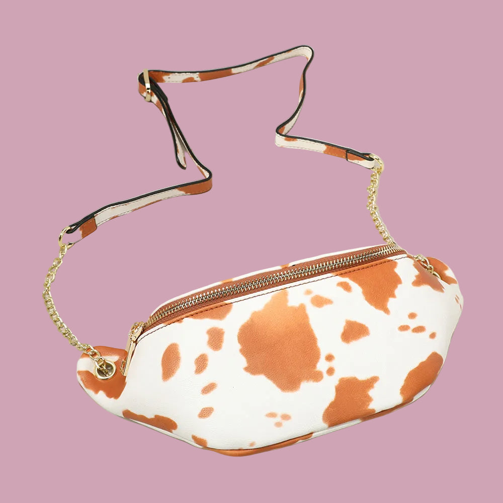 Orange Cowprint Crossbody Bag