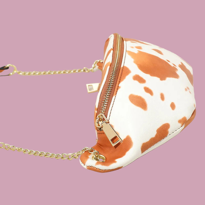 Orange Cowprint Crossbody Bag
