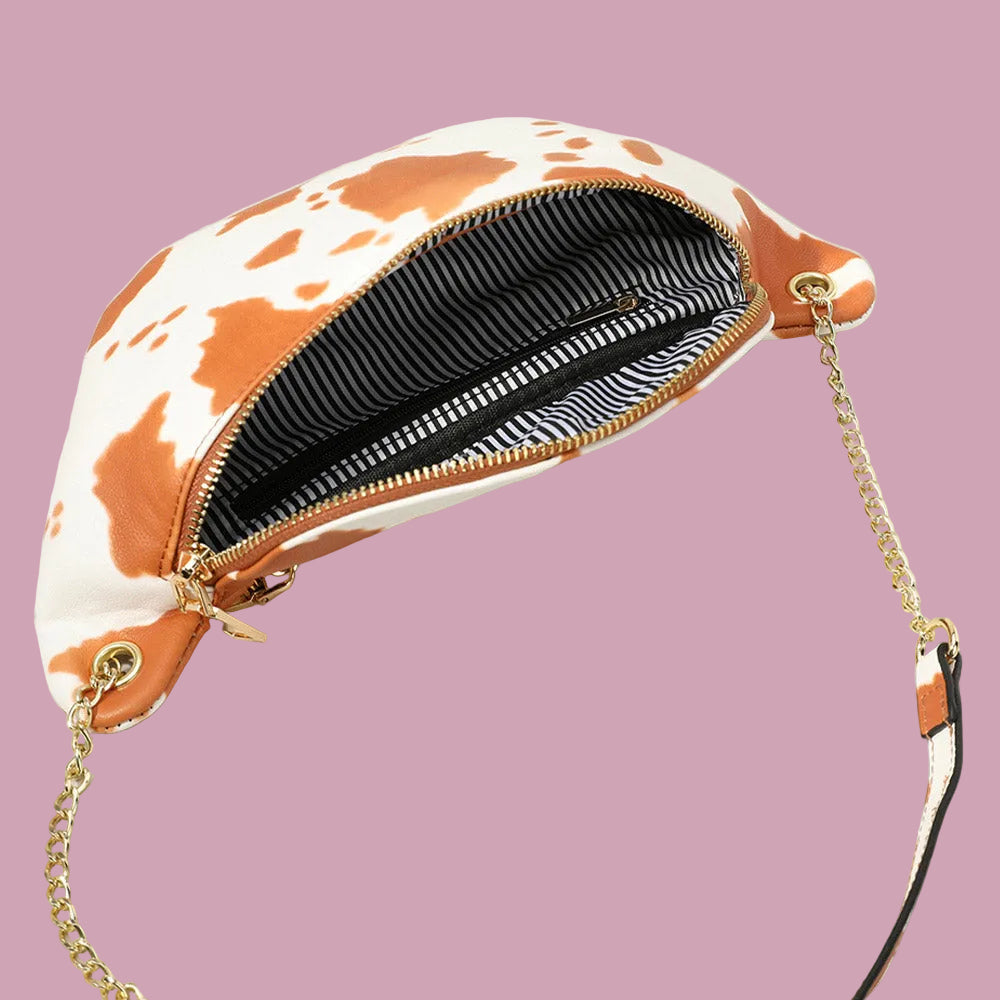 Orange Cowprint Crossbody Bag