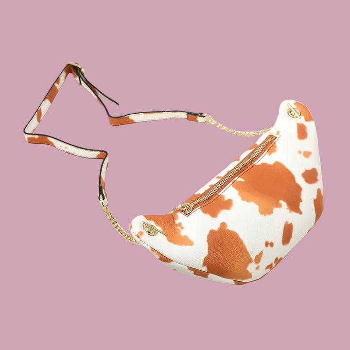 Orange Cowprint Crossbody Bag