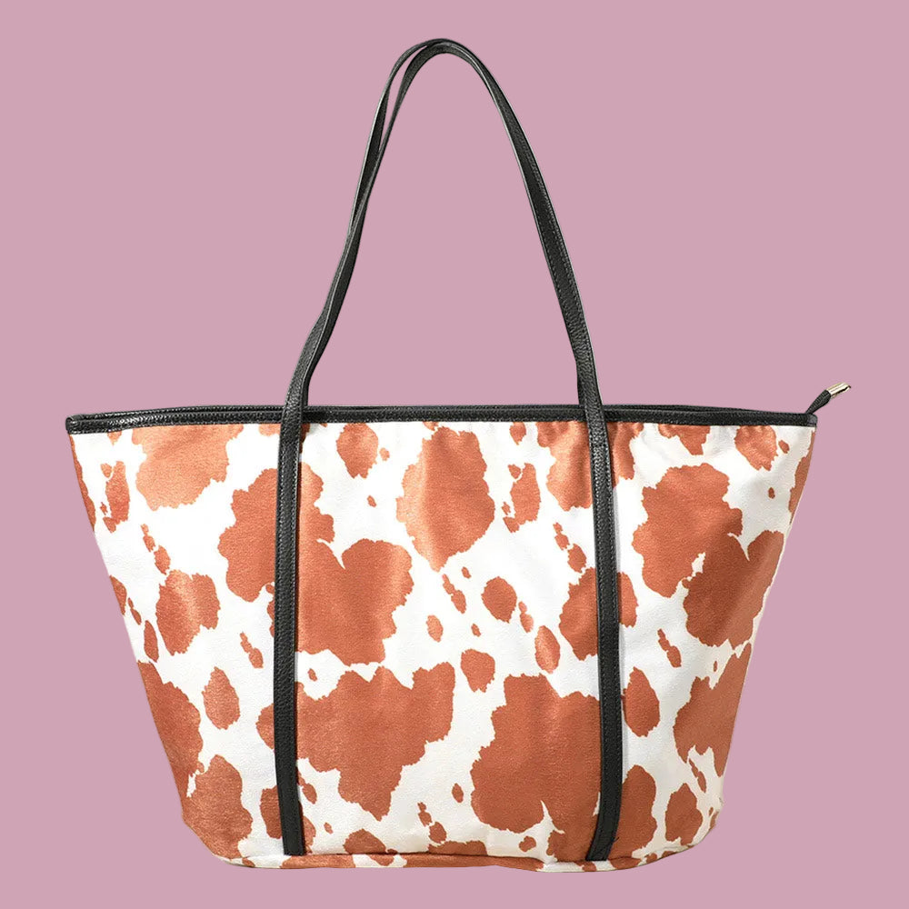 Orange Cowprint Tote Bag