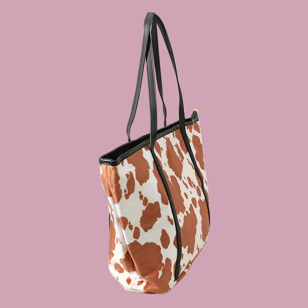 Orange Cowprint Tote Bag