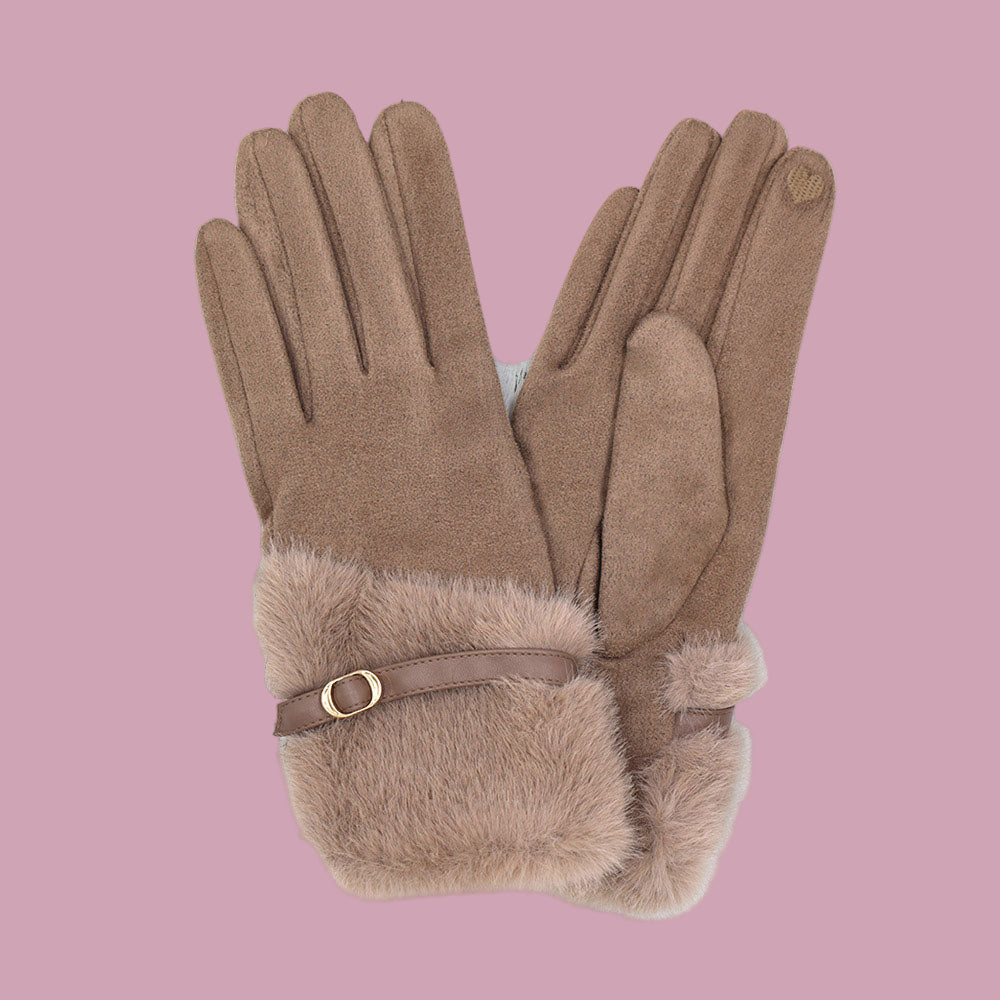 Brown Fur Touch Gloves