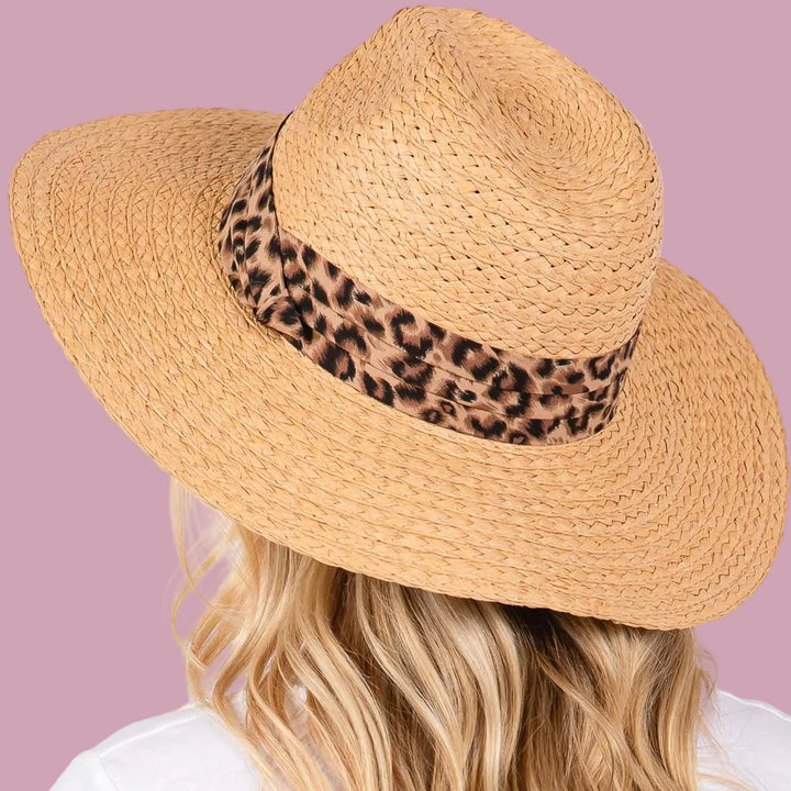 Leopard Ribbon Straw Hat