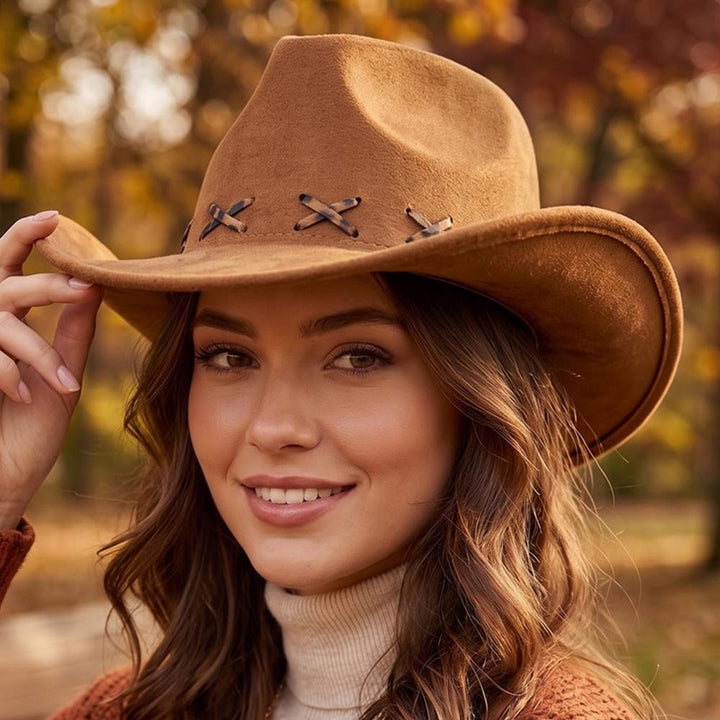 Tan Faux Suede Cowboy Hat