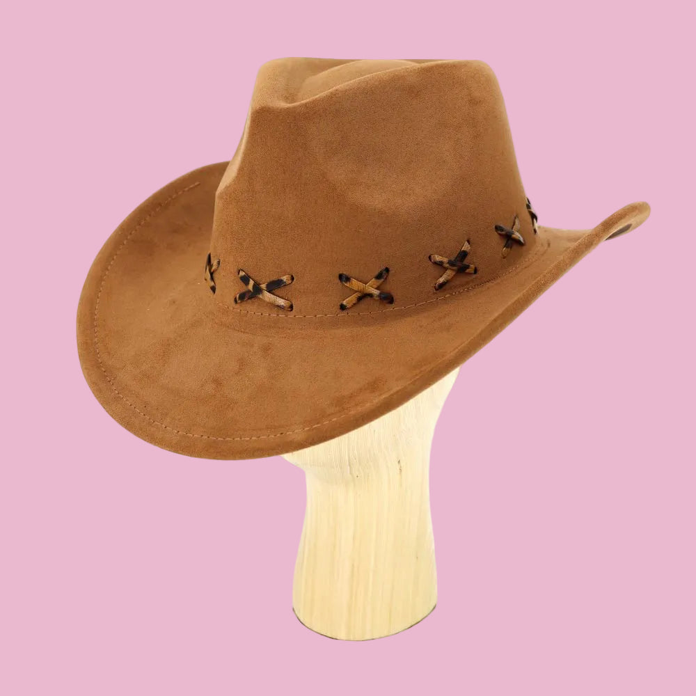 Tan Faux Suede Cowboy Hat