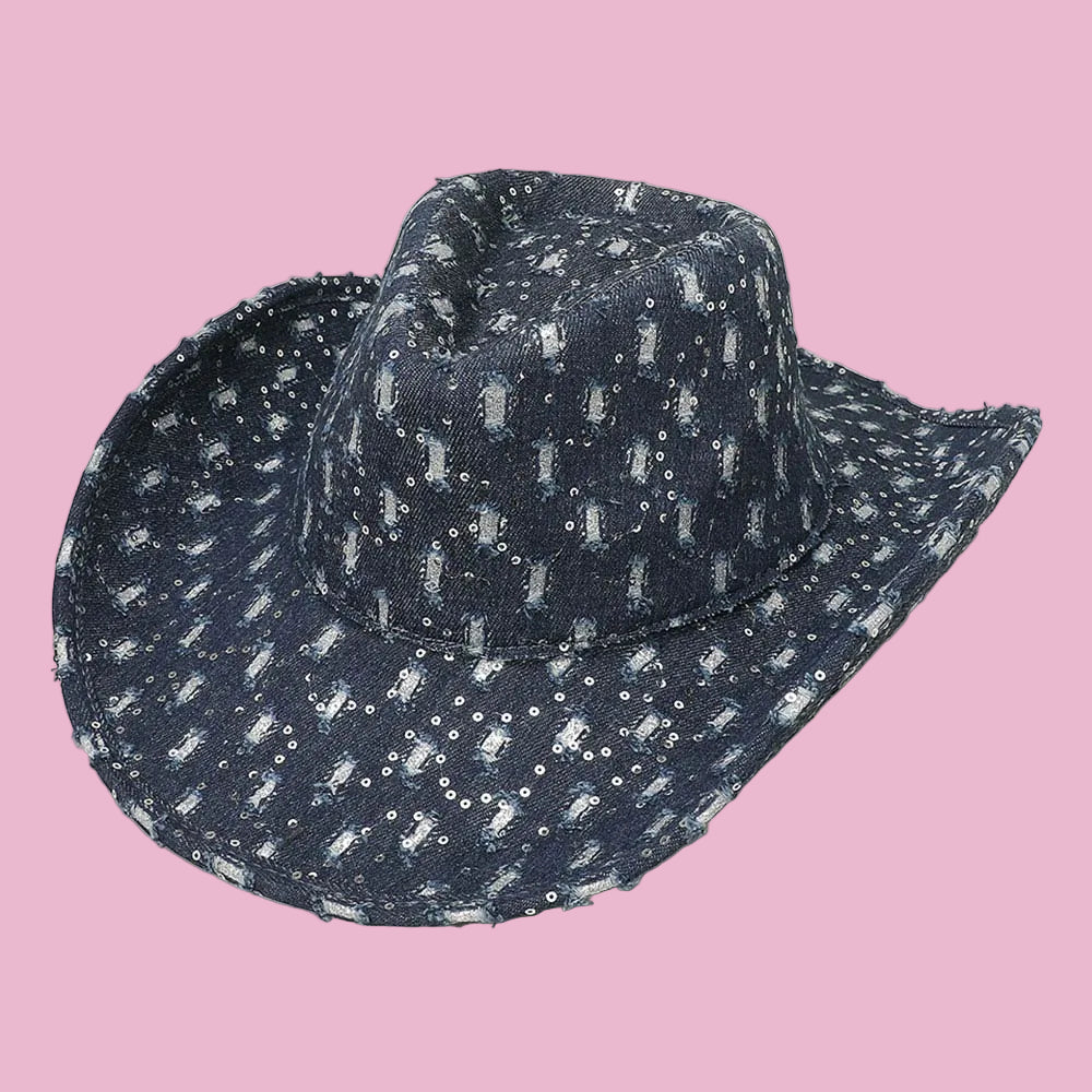 Distressed Sequin Cowboy Hat