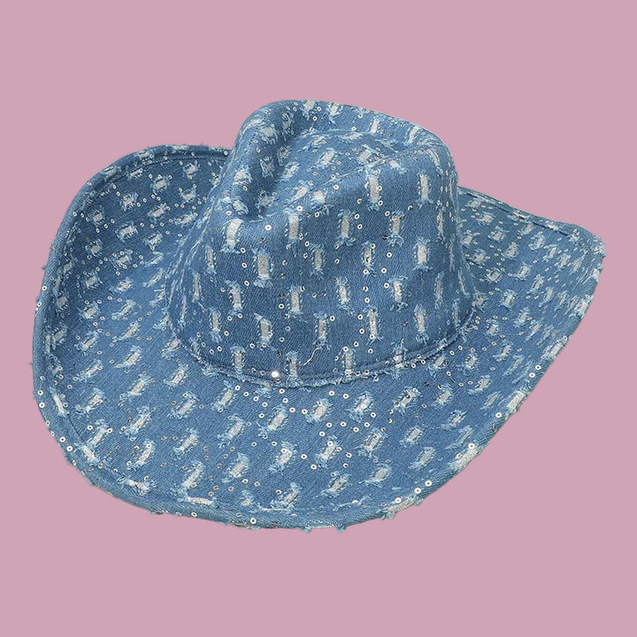 Distressed Sequin Cowboy Hat