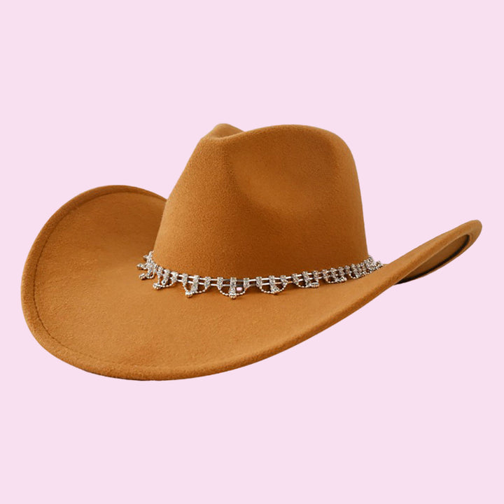 Khaki Embellished Western Hat