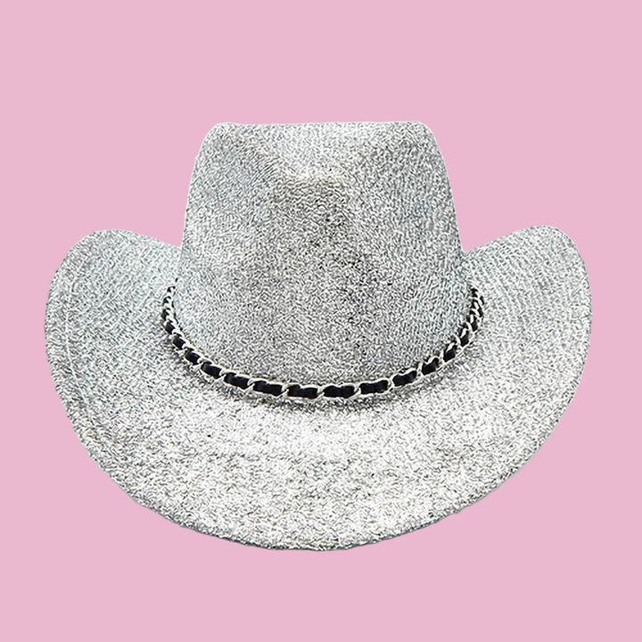 Silver Glitter Cowboy Hat