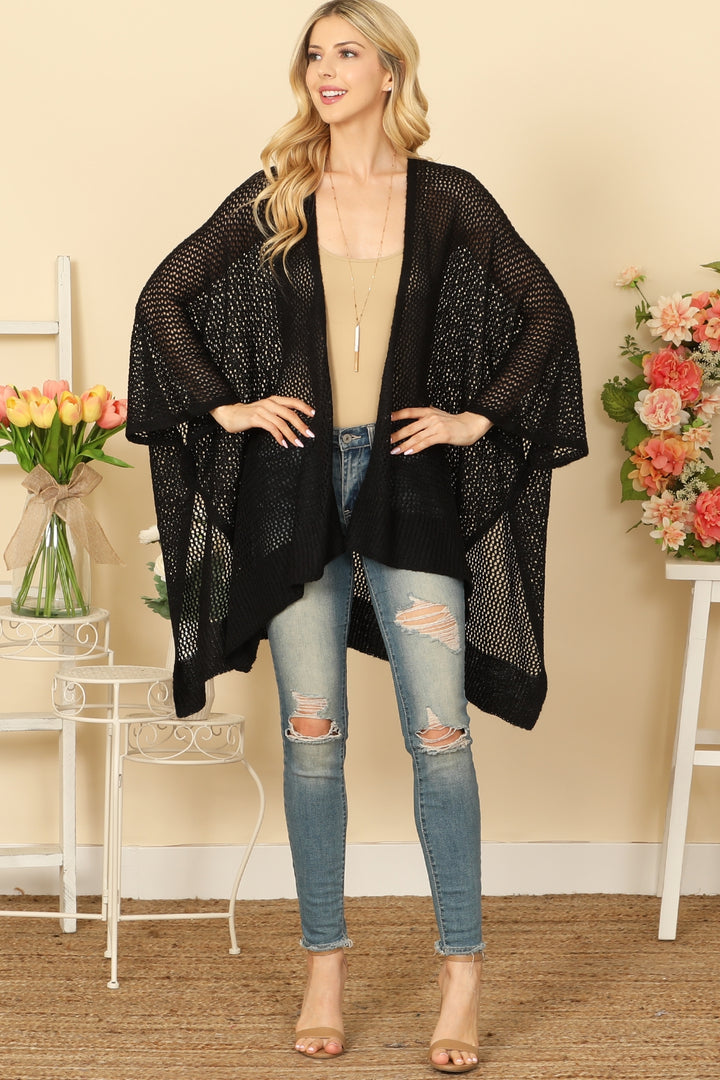 Black Mesh Crochet Cardigan