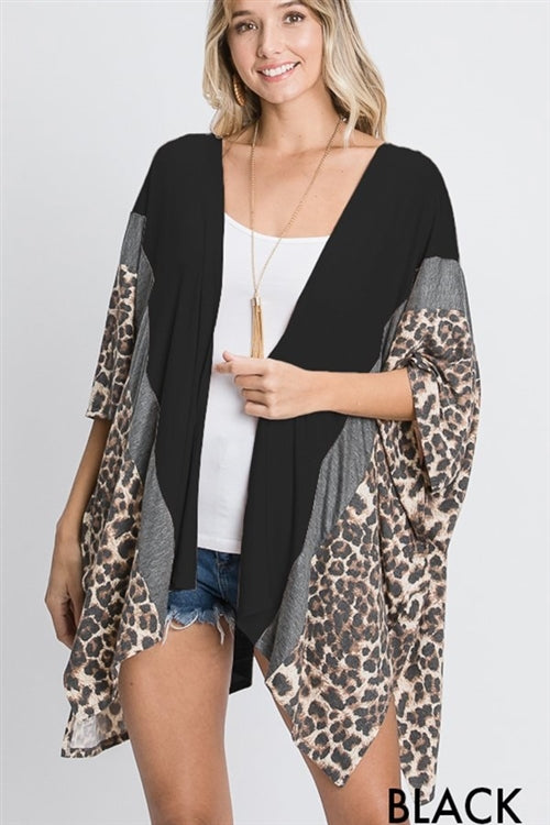 Leopard Black Draped Cardigan