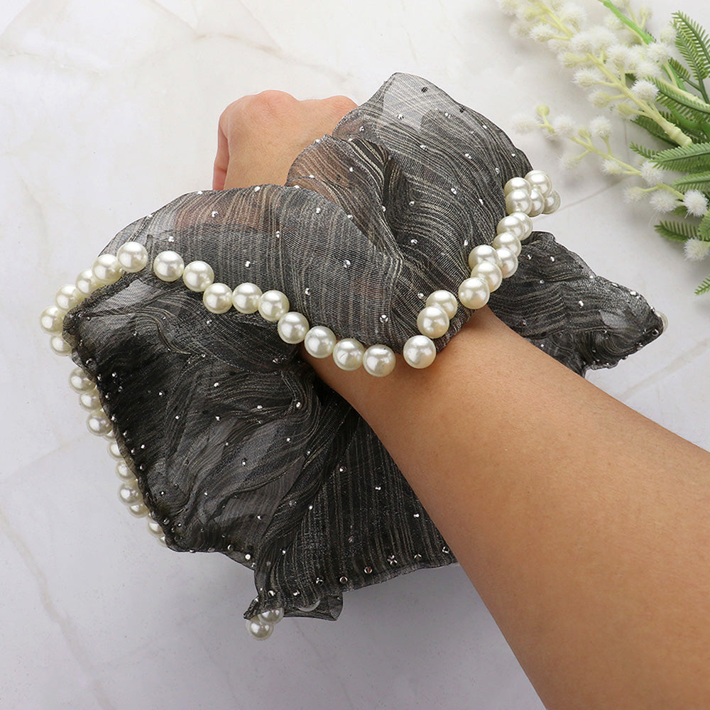 Pearl Tulle Scrunchie