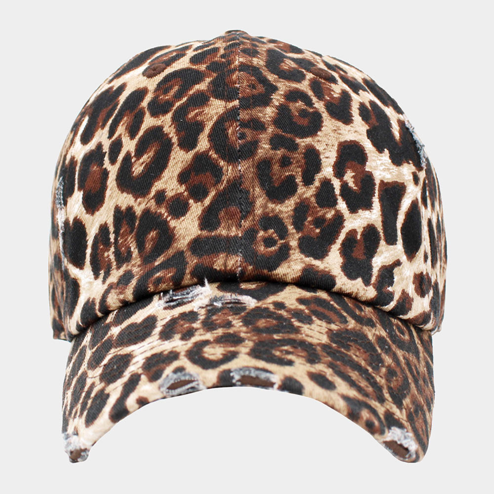 Distressed Leopard Baseball Hat