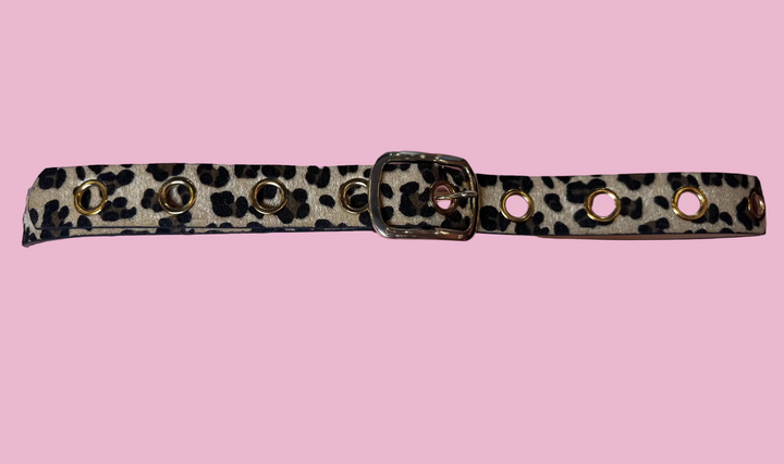 Light Leopard Grommet Belt