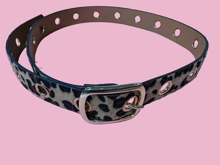 Light Leopard Grommet Belt