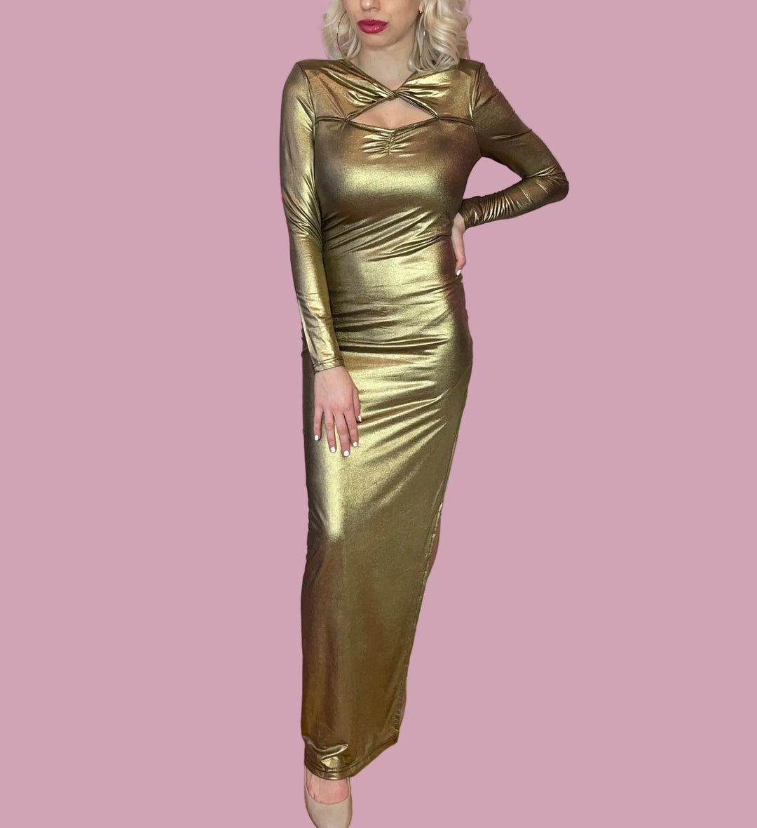 Metallic Long Sleeve Gown | Formal Maxi Dress | The Snooki Shop Metallic Long Sleeve Gown | Formal Maxi Dress | The Snooki Shop