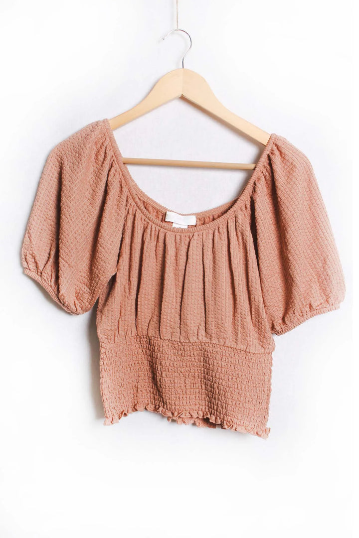 Taupe Knit Ruched Top