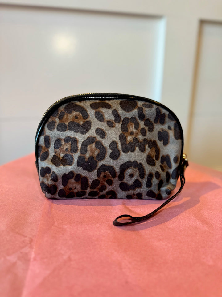 Gray Leopard Cosmetic Pouch