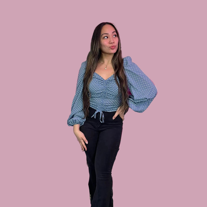 Bluebell Polka Smock Crop