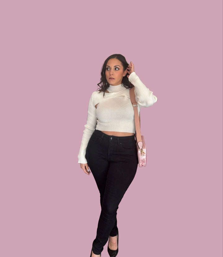 Ribbed Cut Out Long Sleeve