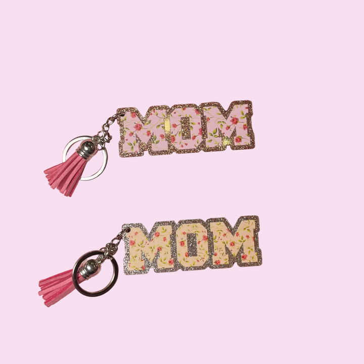 Mom Glitter Keychain