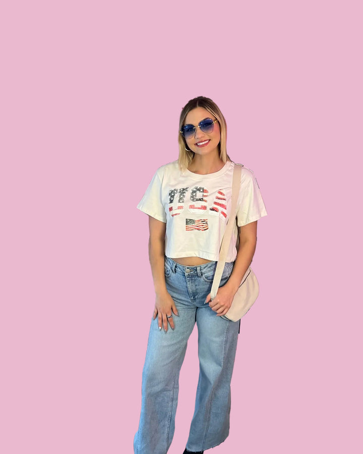 Cropped USA Tee