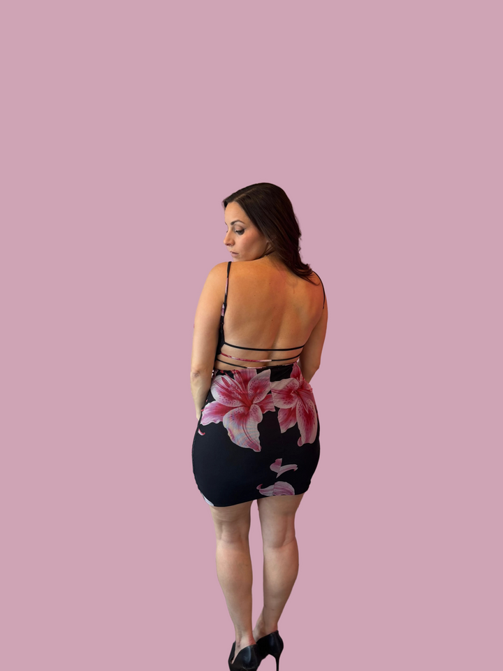 Floral Open Back Mini Dress