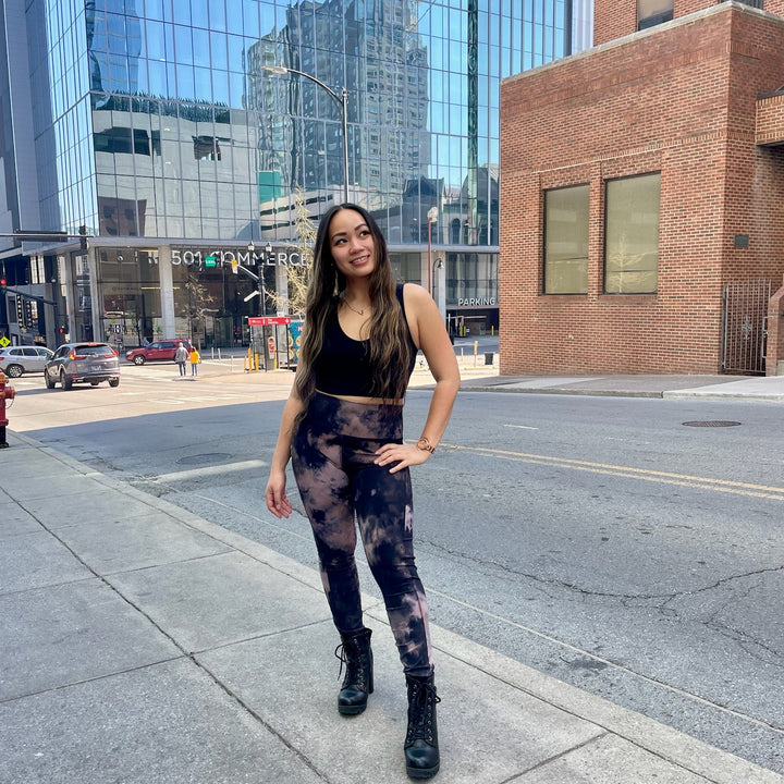 Navy Tie Dye Crop Leggings
