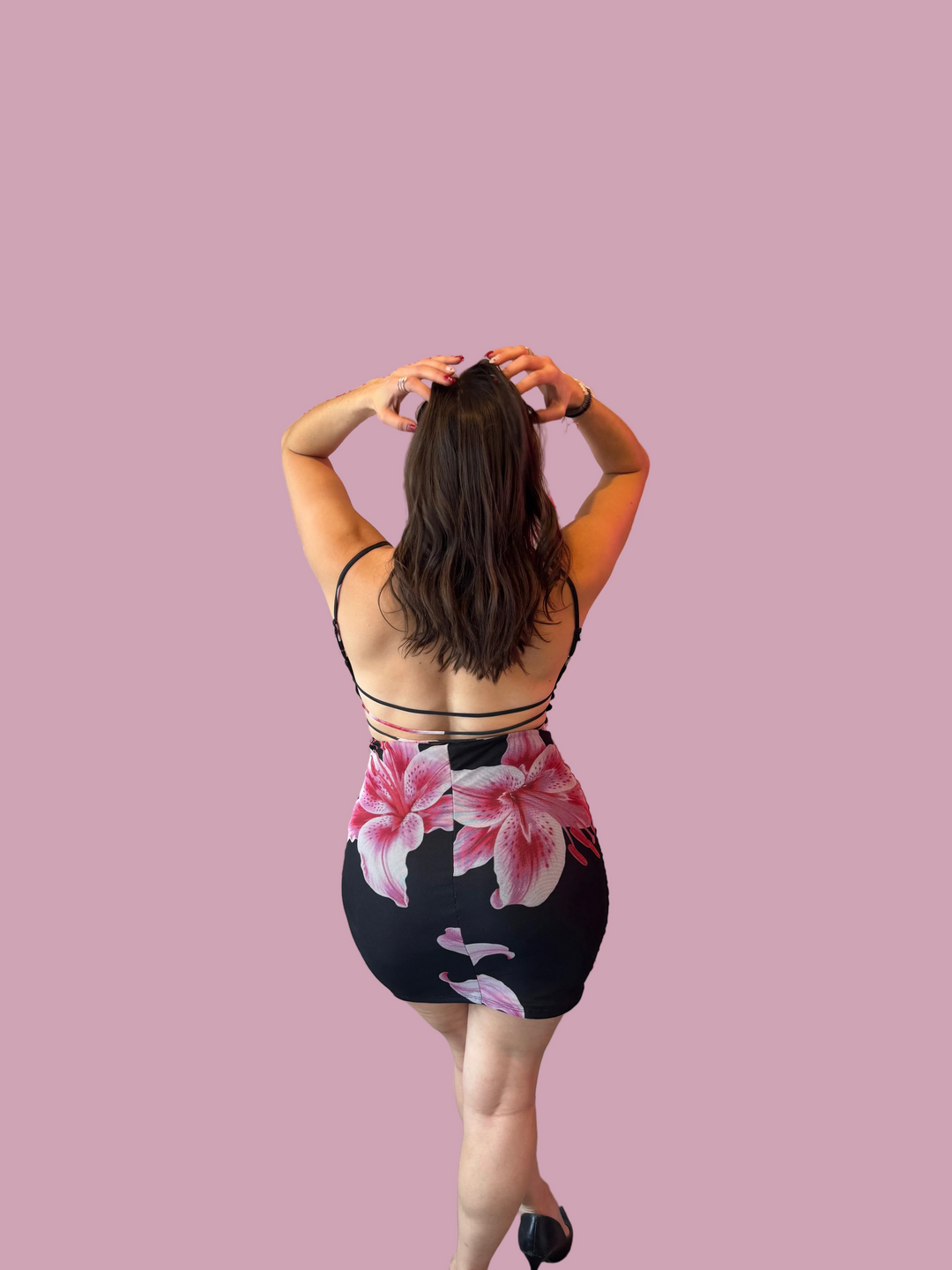 Floral Open Back Mini Dress