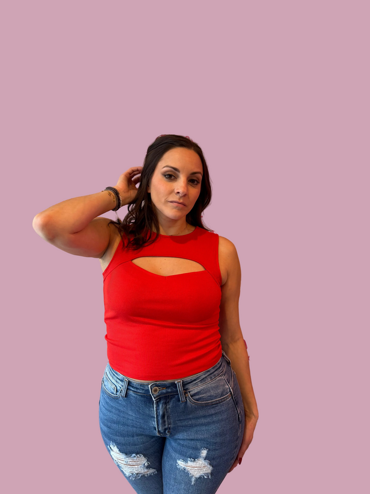 Rib Knit Cutout Tank