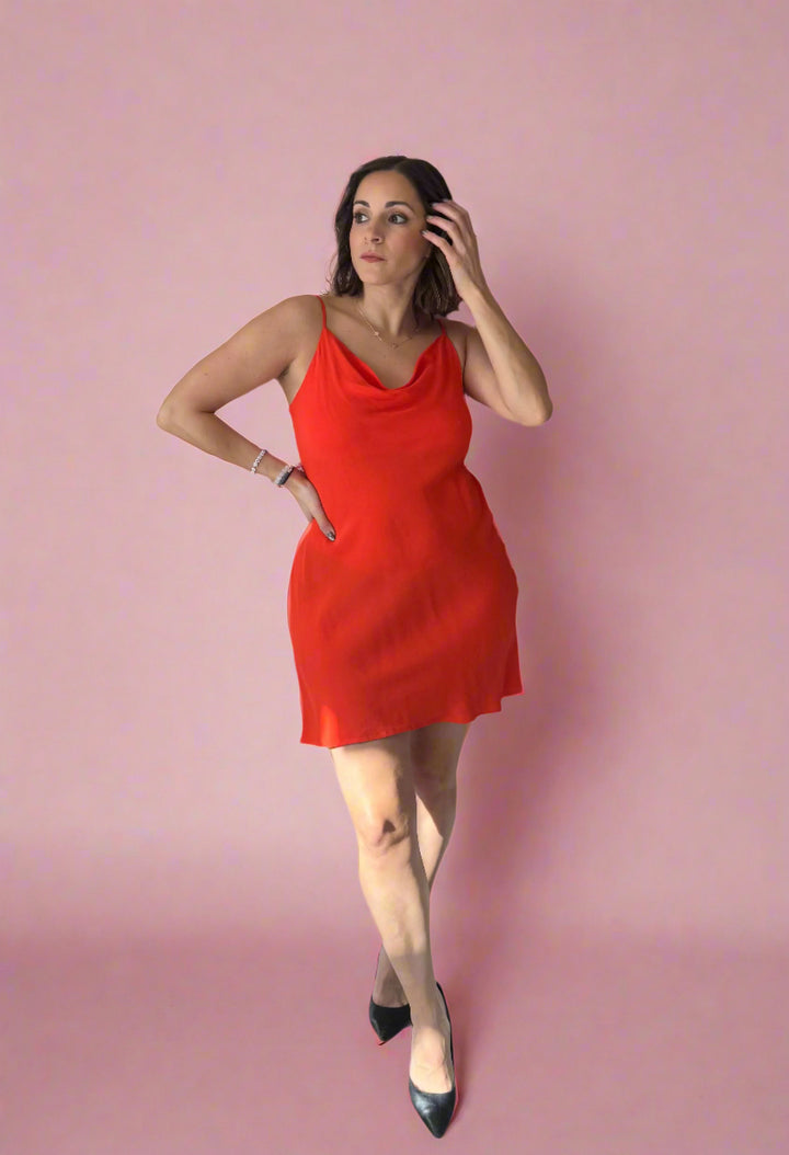 Orange Cami Cowl Neck Dress