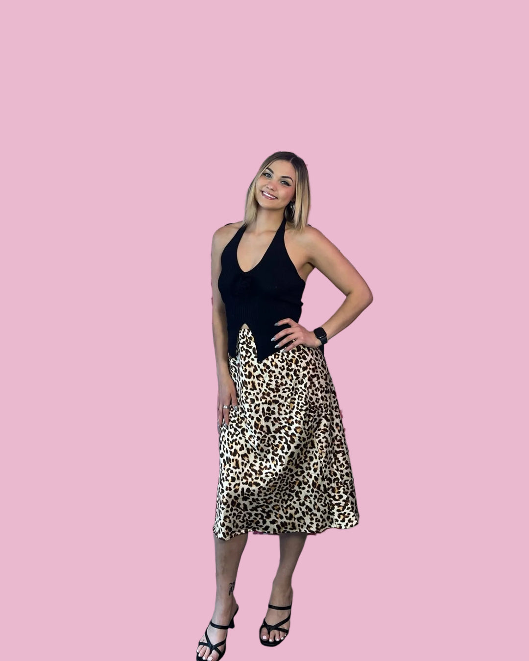 Satin Leopard Skirt