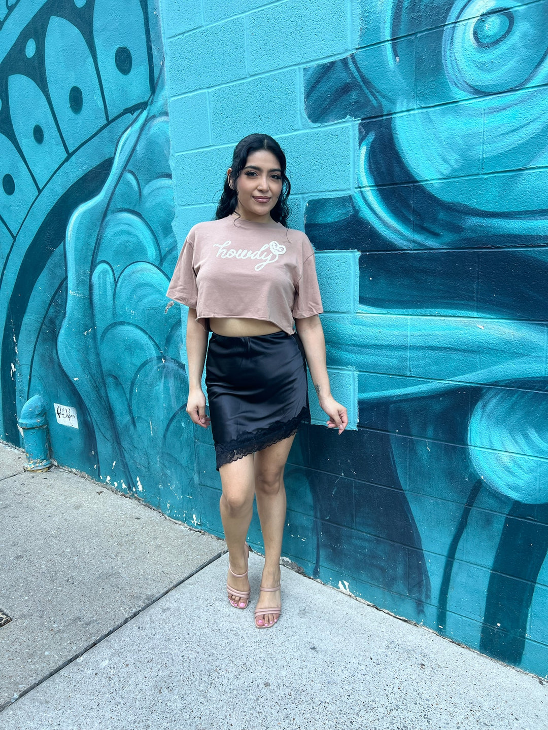 Black Satin Lace Skirt