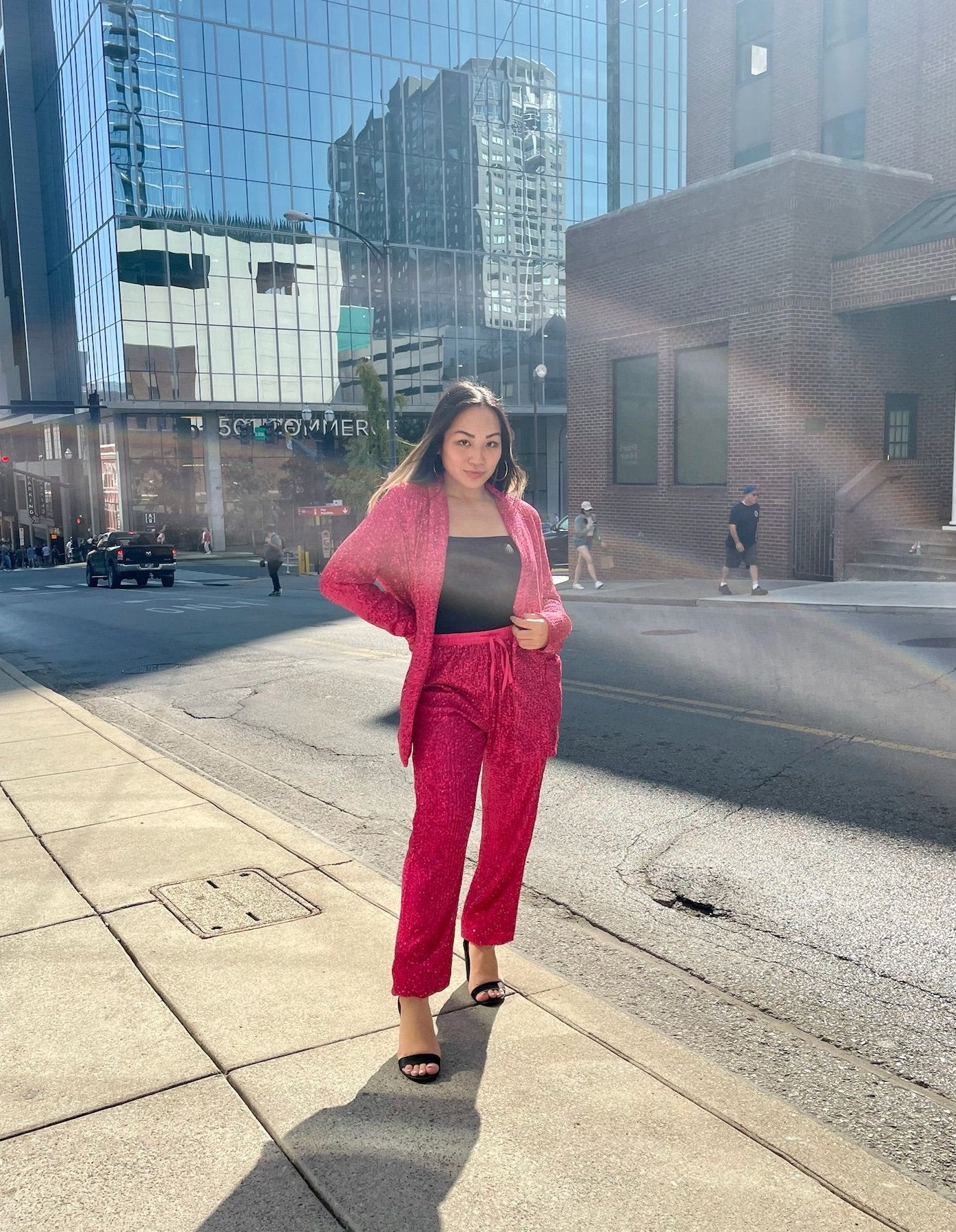 Hot pink blazer set hot sale
