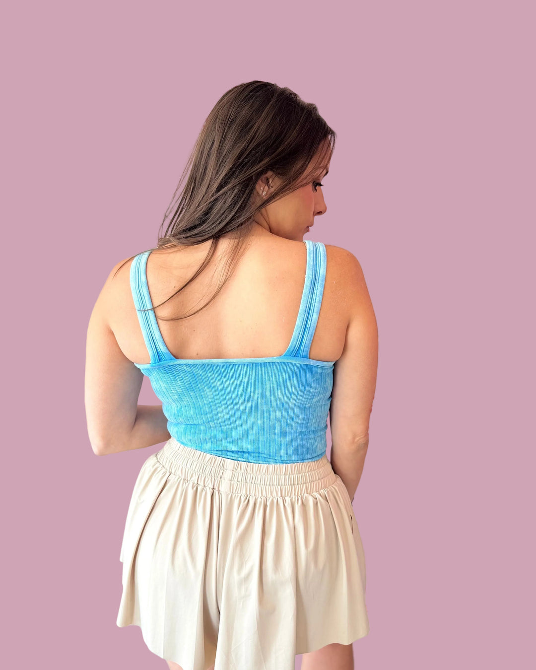 Washed V-Neck Ribbed Tank